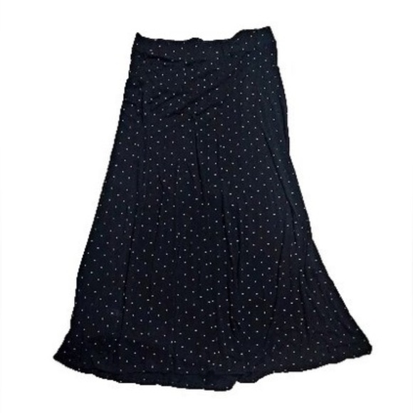 Torrid Black Maxi Skirt Modest Polka Dot White  Size 0 - Picture 1 of 11